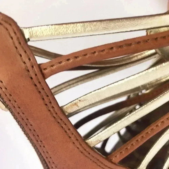 Sam Edelman Kamille Gladiator Strappy Sandals Brown and Gold Women's Size 6.5 - Picture 11 of 14